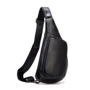Noblag Black Leather Chest Shoulder Bag